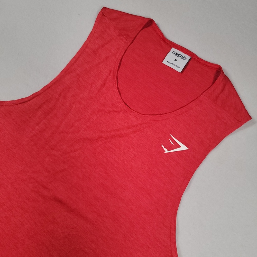 Gymshark Arrival Marl Tank Top Mens Medium Red Solid Fit Polyester Gym Workout